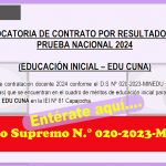 CONVOCATORIA DE CONTRATO POR RESULTADOS DE LAPRUEBA NACIONAL 2024(EDUCACIÓN INICIAL – EDU CUNA)