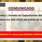 Comunica I Jomada de Capacitación dirigido a Miembros del CAE 2024 del ámbito de la UGEL Moho.