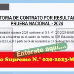 CONVOCATORIA DE CONTRATO POR RESULTADOS DE LA PRUEBA NACIONAL 2024