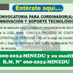 CONVOCATORIA PARA CORDINADOR(A) DE INNOVACIÓN Y SOPORTE TECNOLÓGICO