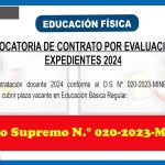 CONVOCATORIA DE CONTRATO POR EVALUACION DE EXPEDIENTES 2024