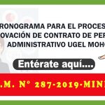 CRONOGRAMA PARA EL PROCESO DE RENOVACIÓN DECONTRATO DE PERSONAL ADMINISTRATIVO UGELMOHO