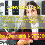 PROCESO DE CONTRATACIÓN DE PERSONAL ADMINISTRATIVO 276 – TRABAJADOR DE SERVICIO II – IEP N° 70634 DE COLLLORANI