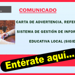 CARTA DE ADVERTENCIA, REFERENTE AL SISTEMA DE GESTIÓN DE INFORMACIÓN EDUCATIVA LOCAL (SIGIEL)