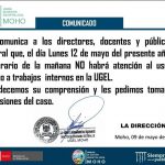 COMUNICADO, HORARIO DE ATENCIÓN 12/05/2025