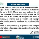 COMUNICADO PARA LOS DIRECTORES (AS) DE LAS INSTITUCIONES EDUCATIVAS REFERENTE A LA CUARTA REUNIÓN VIRTUAL DE DIRECTORES.