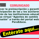 COMUNICADO PROMOVER LA PREINSCRIPCIÓN Y GARANTIZAR LA PARTICIPACIÓN DE LAS Y LOS AUXILARES DE EDUCACIÓN DE LAS INSTITUCIONES EDUCATIVAS EN EL CURSO VIRTUAL.
